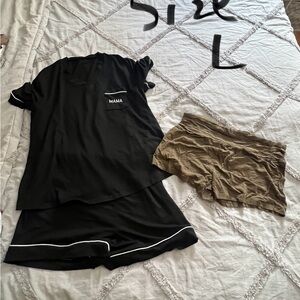 SHEIN Black and Army Green Pajama Set